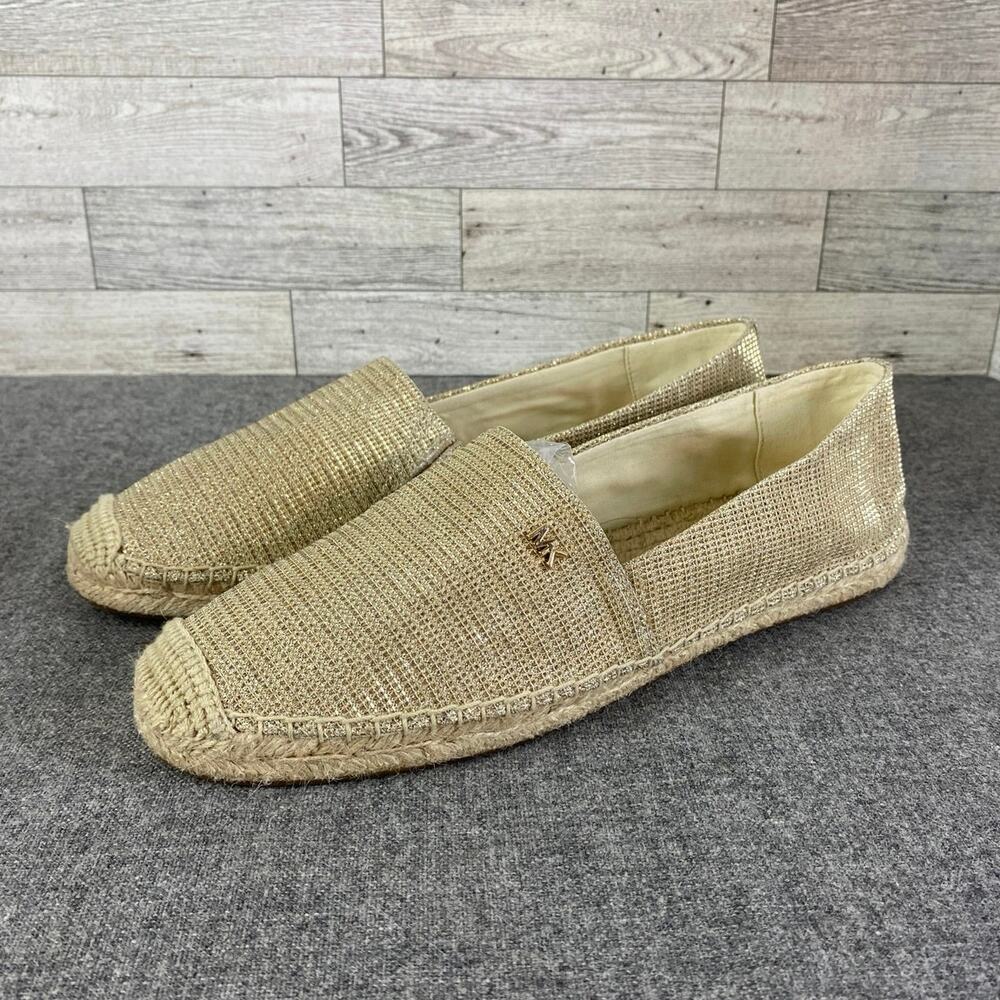 MICHAEL KORS Kendrick ESPADRILLE Flats Beige Woven Slip On Shoes Women Size 10